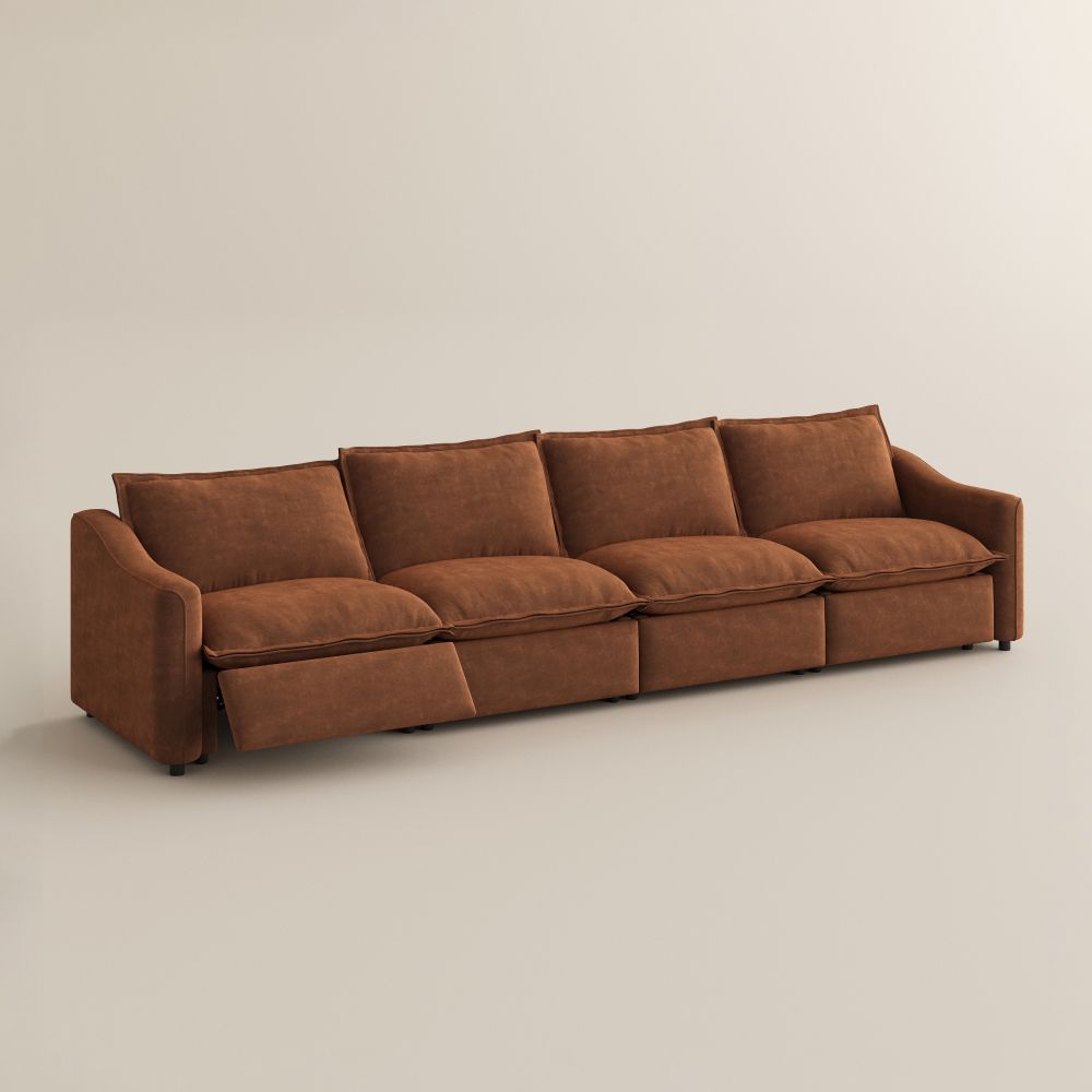 Brown Brown Pet-Friendly Fabric Modular Sofas