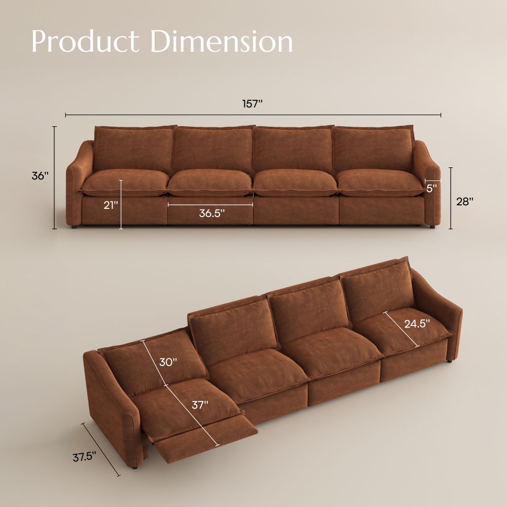 3-4 Seater Brown Pet-Friendly Fabric Modular Sofas