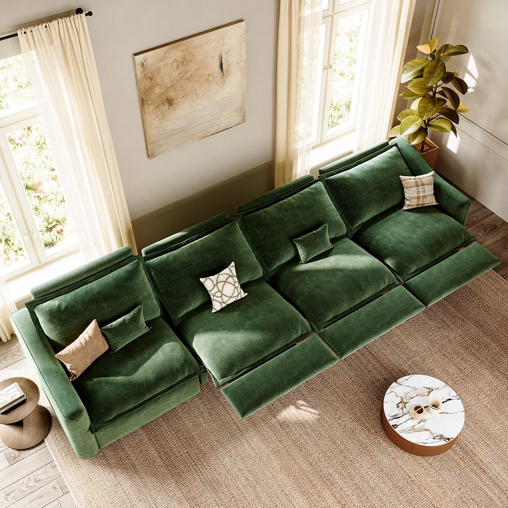 Very Relaxed Green Pet-Friendly Fabric Modular Sofas