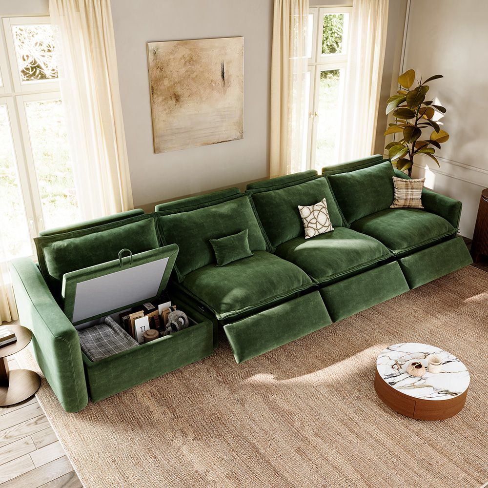 Oversized Green Pet-Friendly Fabric Modular Sofas