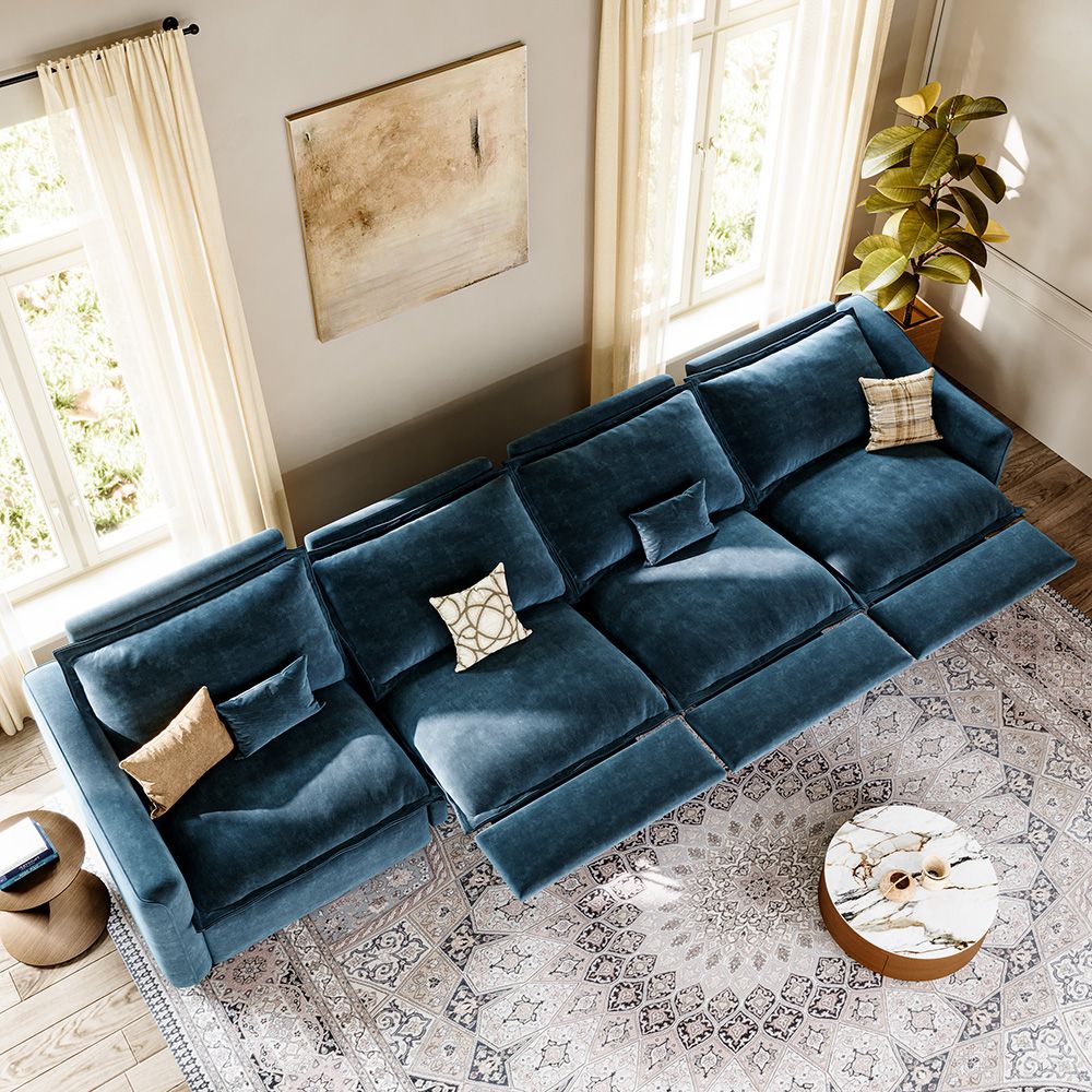 3-4 Seater Navy Blue Pet-Friendly Fabric Modular Sofas