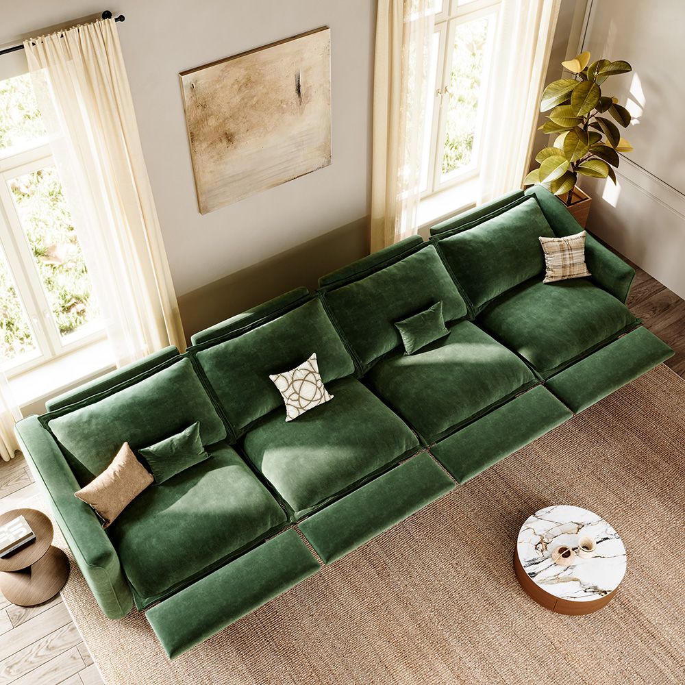 Oversized Green Pet-Friendly Fabric Modular Sofas