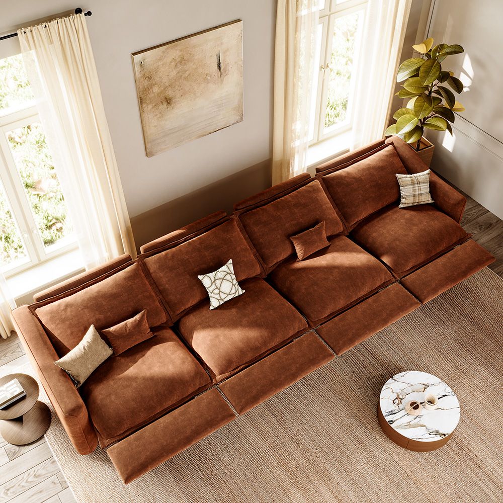 Modern Brown Pet-Friendly Fabric Modular Sofas
