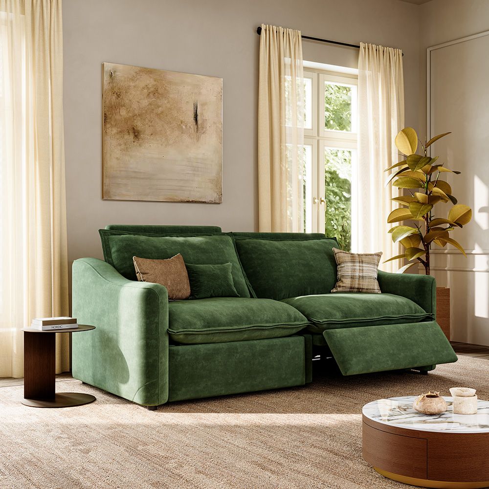 Oversized Green Pet-Friendly Fabric Modular Sofas