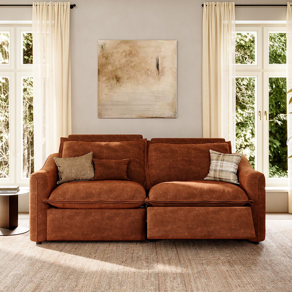 2-3 Seater Brown Pet-Friendly Fabric Modular Sofas
