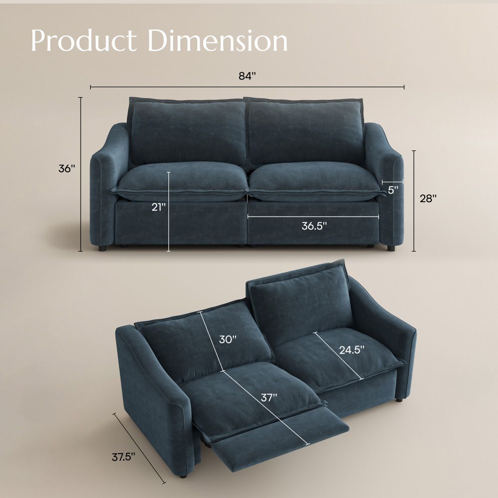 Extendable Navy Blue Pet-Friendly Fabric Modular Sofas