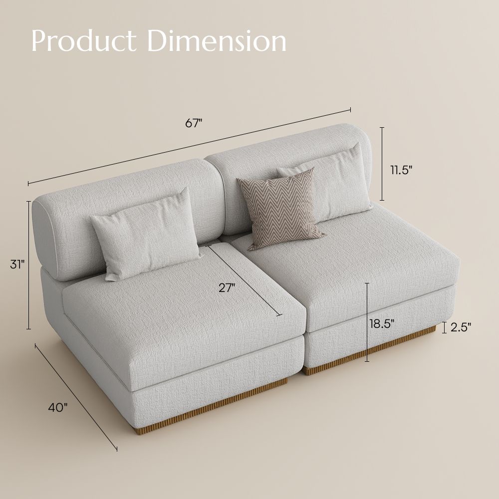 Home Theater Beige Chenille Modular Sofas