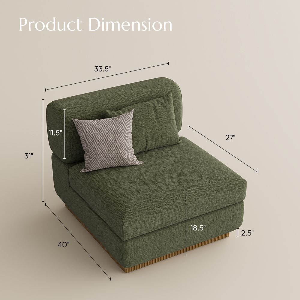 Medium Green Chenille Modular Sofas