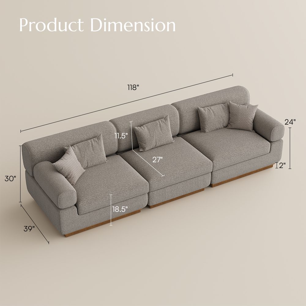 Home Theater Khaki Chenille Modular Sofas