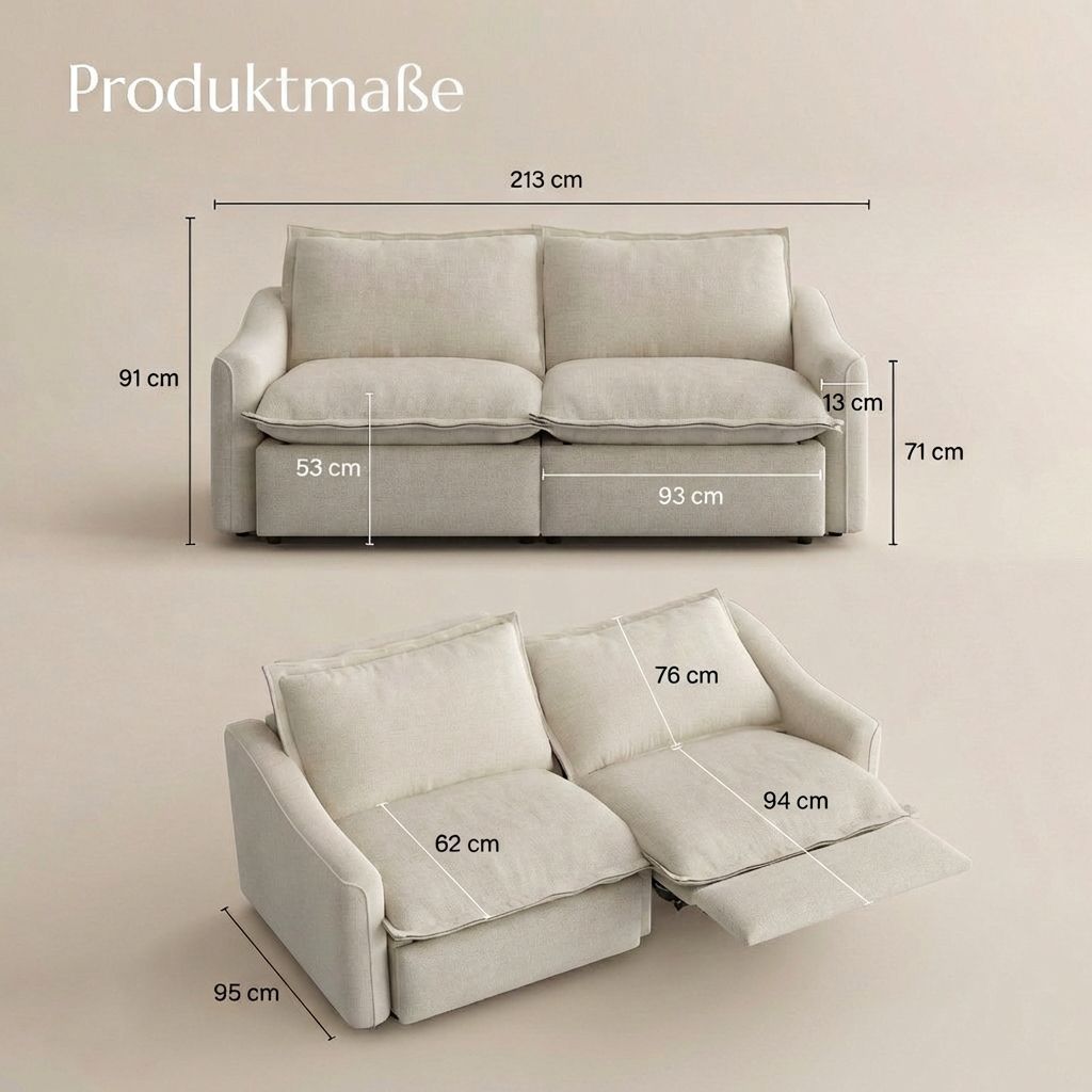 Zweisitzer Beige Samt Modular Sofas