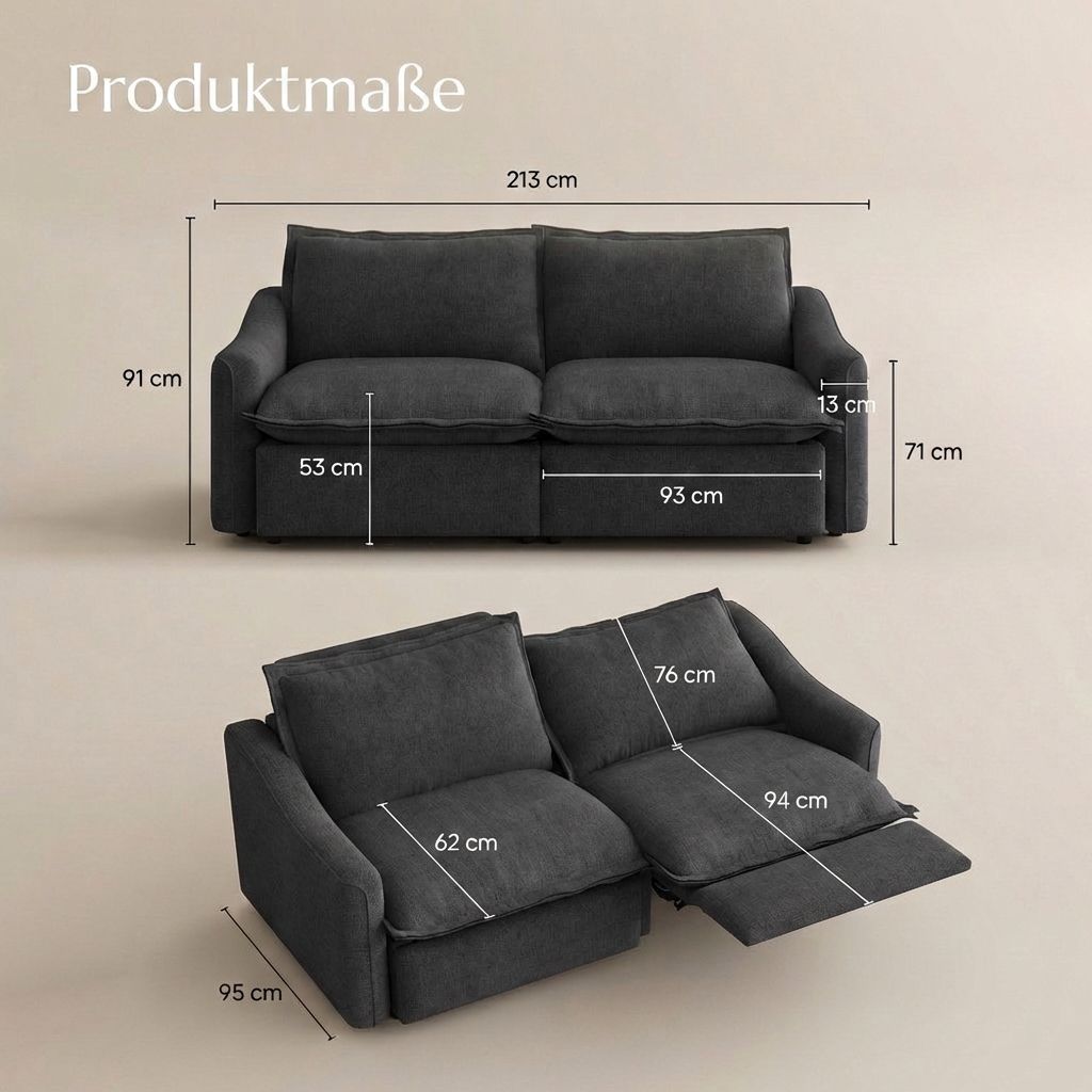 Zweisitzer Grau Samt Modular Sofas