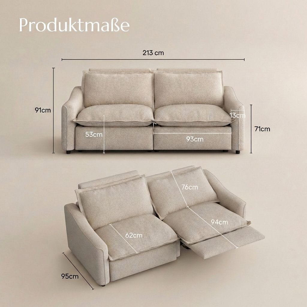 Modular Beige Leinen Modular Sofas