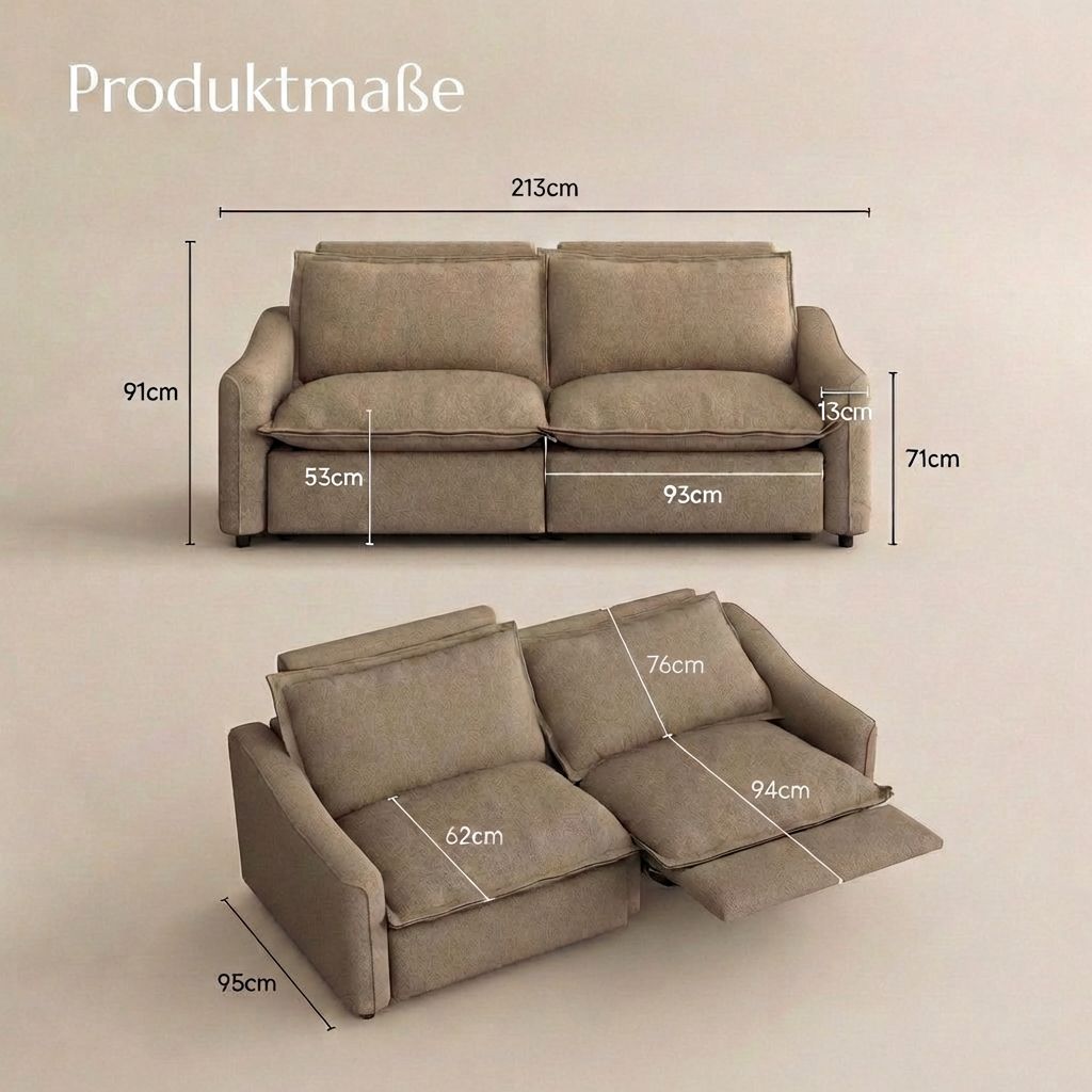 Sehr entspannt Khaki Leinen Modular Sofas