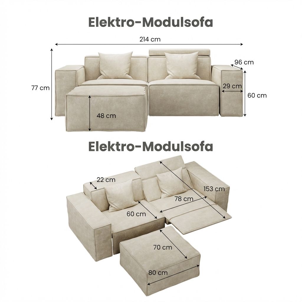 Power Outlet Beige Stoff Modular Sofas