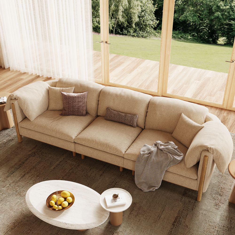 Soft Khaki Cotton and Linen Modular Sofas