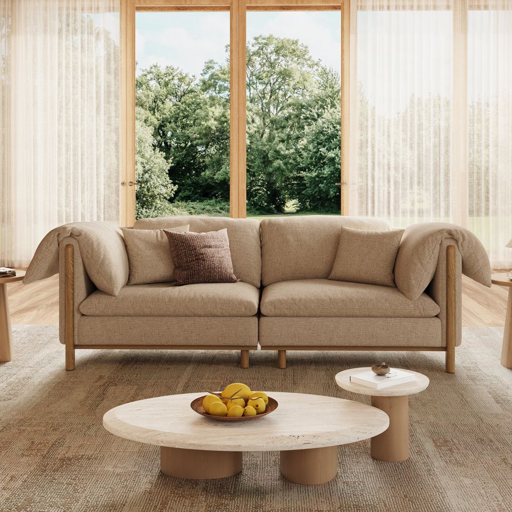 Soft Khaki Cotton and Linen Modular Sofas
