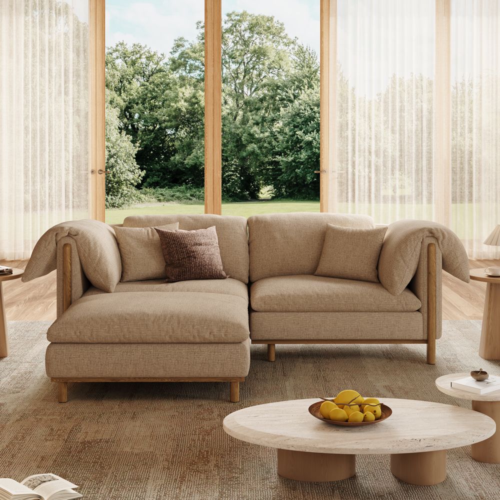 Khaki Khaki Cotton and Linen Modular Sofas