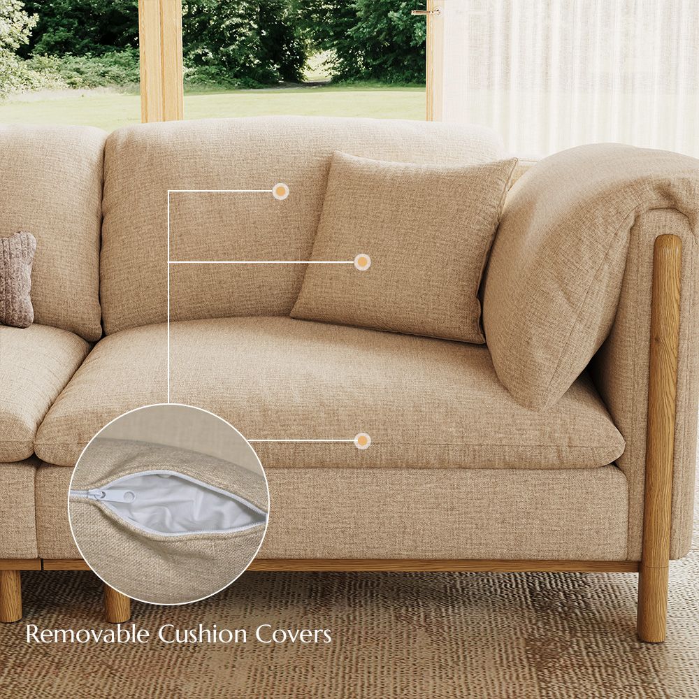 Deep Seat Khaki Cotton and Linen Modular Sofas
