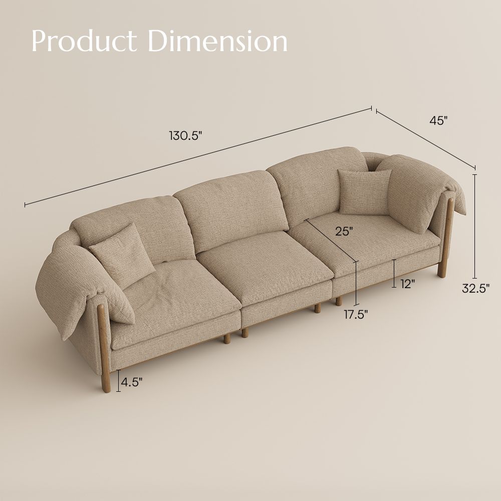 Modern Khaki Cotton and Linen Modular Sofas