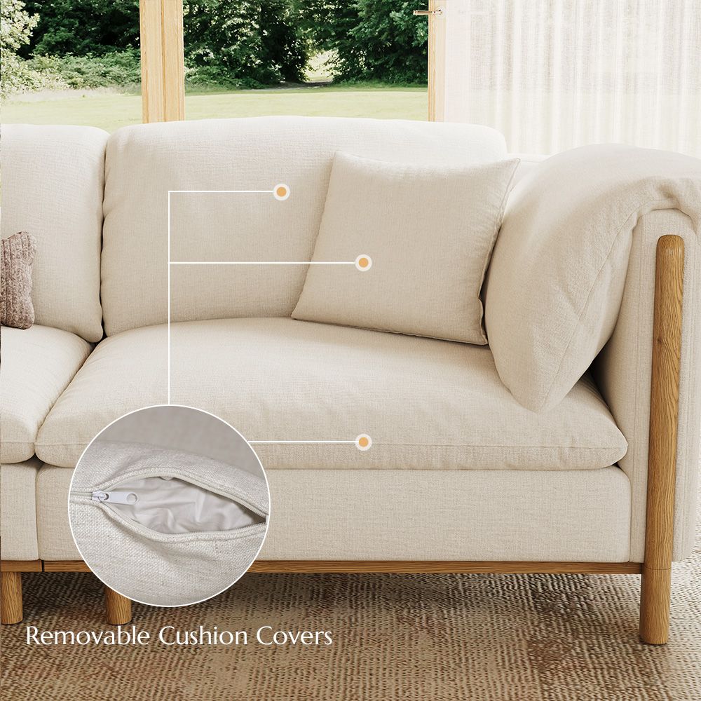 Comfortable Beige Cotton and Linen Modular Sofas