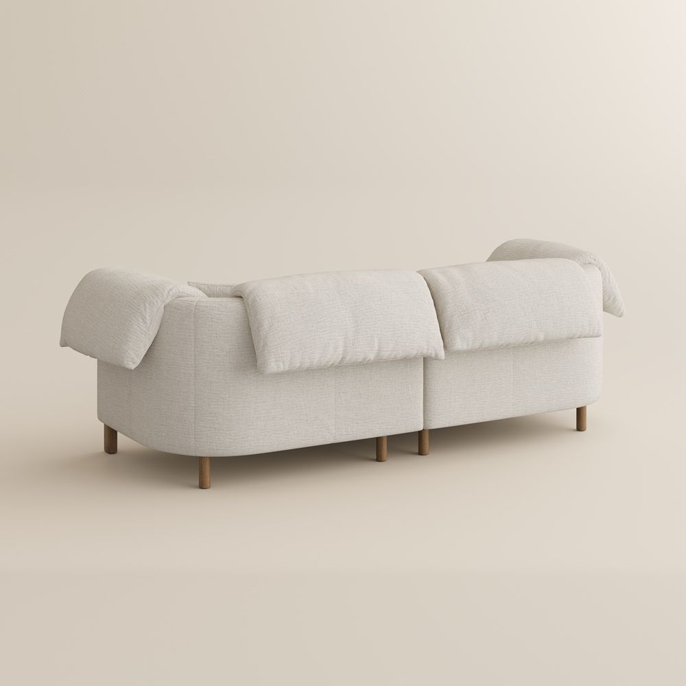 Home Theater Beige Cotton and Linen Modular Sofas