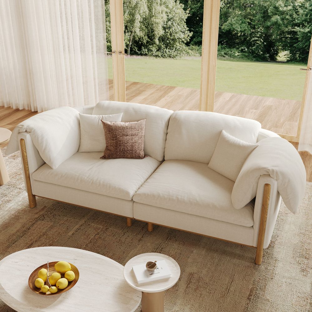 Office Beige Cotton and Linen Modular Sofas