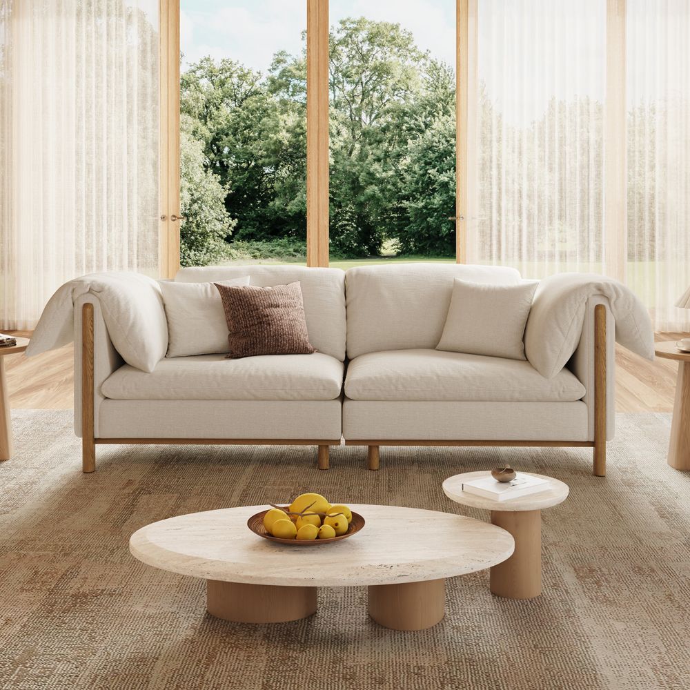 Bedroom Beige Cotton and Linen Modular Sofas