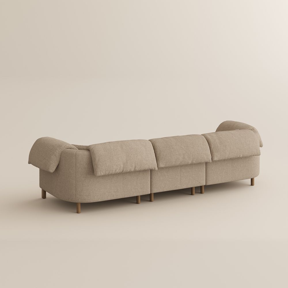 Home Theater Khaki Cotton and Linen Modular Sofas