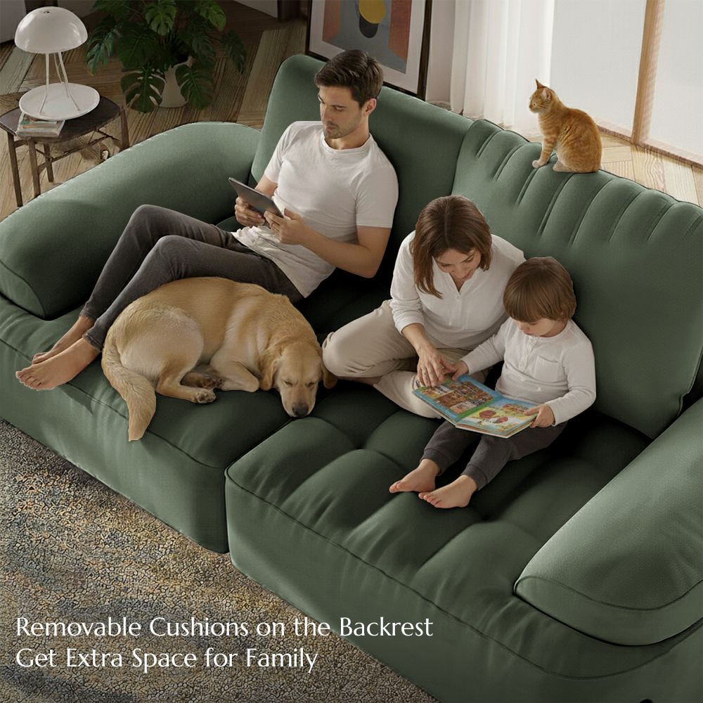 Mid Century Modern Green Fabric Modular Sofas