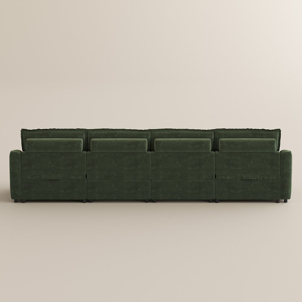 Curved Green Pet-Friendly Fabric Modular Sofas