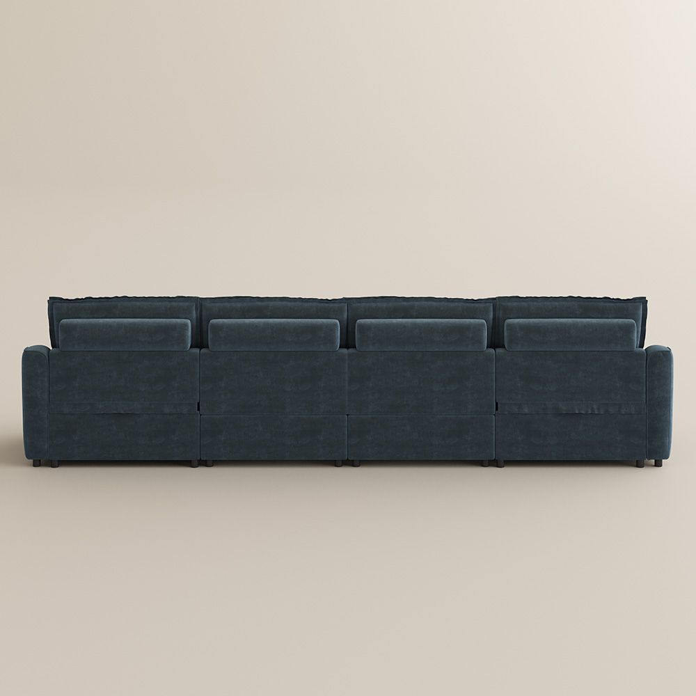 Velvet Navy Blue Pet-Friendly Fabric Modular Sofas