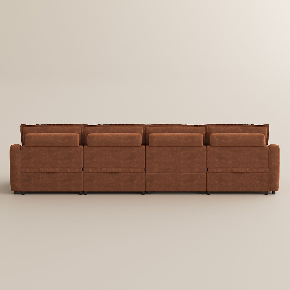 Curved Brown Pet-Friendly Fabric Modular Sofas