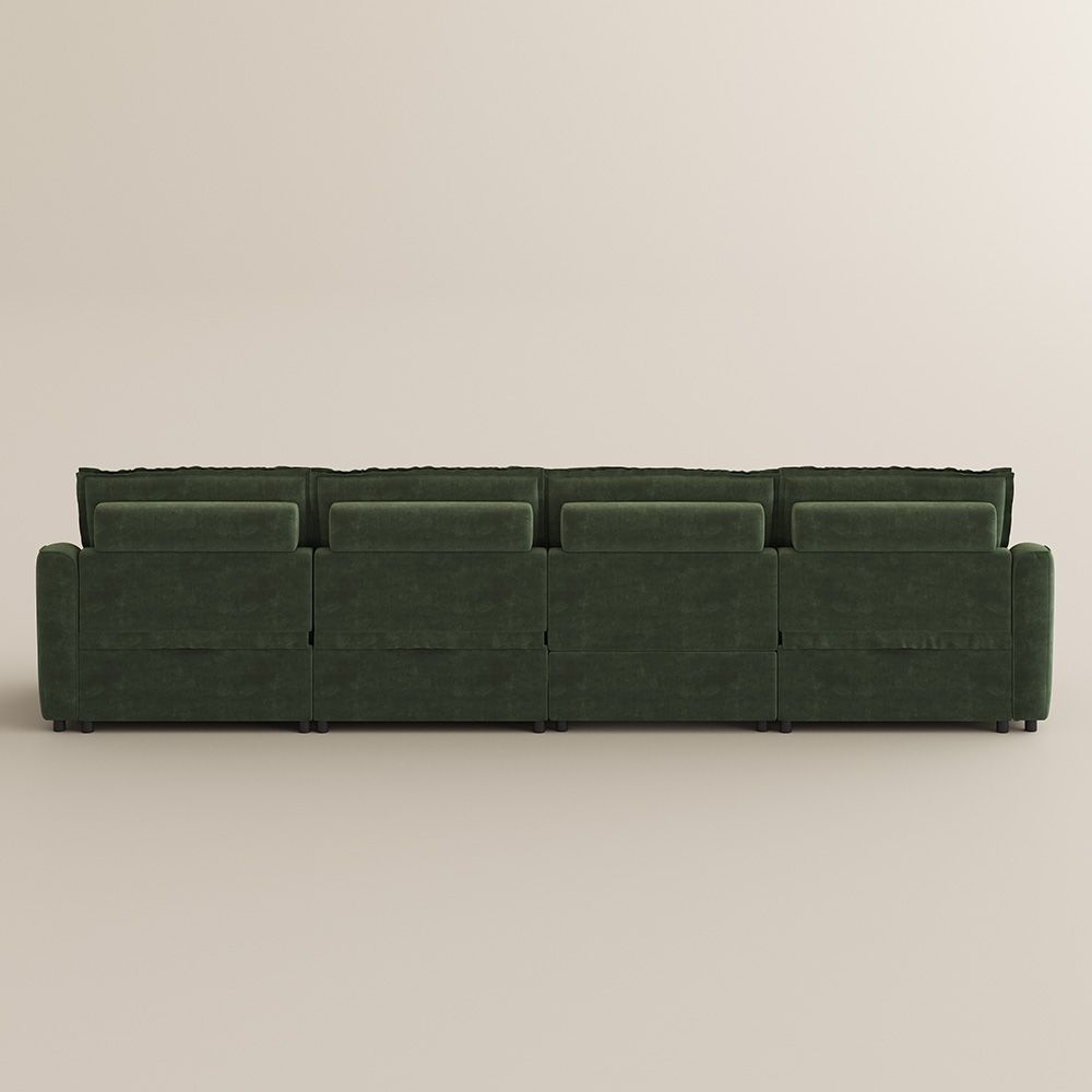 Velvet Green Pet-Friendly Fabric Modular Sofas