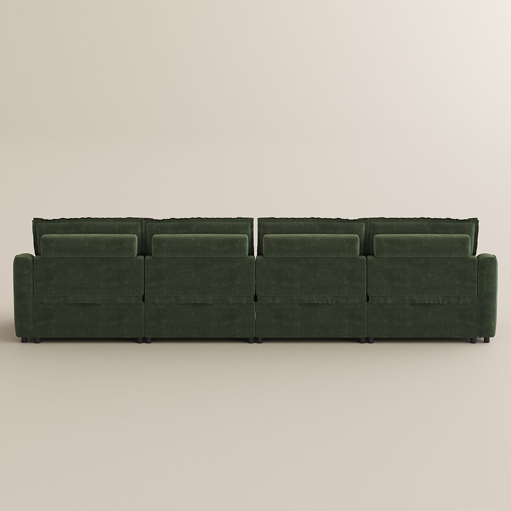 Ultra Soft Green Pet-Friendly Fabric Modular Sofas