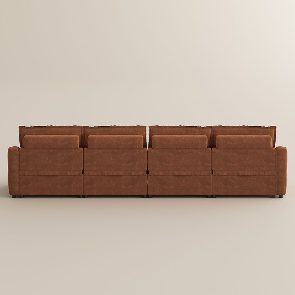 Velvet Brown Pet-Friendly Fabric Modular Sofas