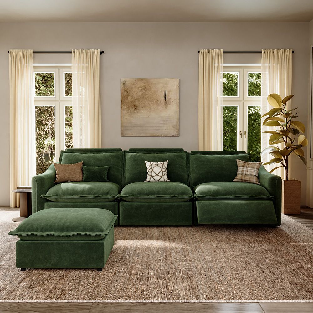 2-3 Seater Green Pet-Friendly Fabric Modular Sofas