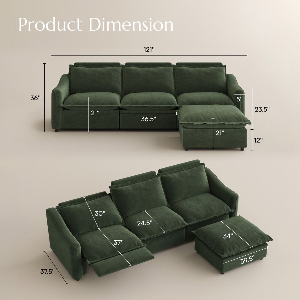 Adjustable Green Pet-Friendly Fabric Modular Sofas