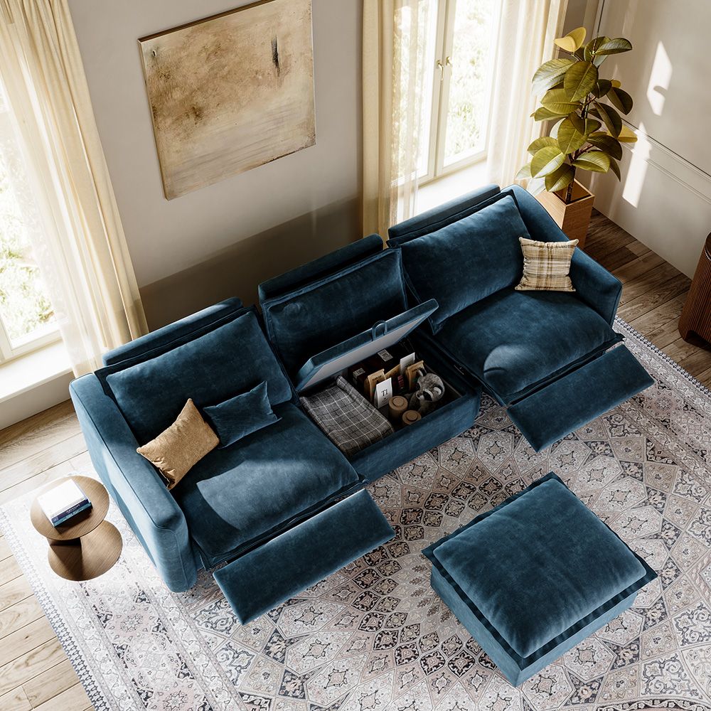Modern Navy Blue Pet-Friendly Fabric Modular Sofas