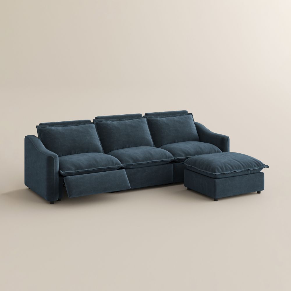 4-5 Seater Navy Blue Pet-Friendly Fabric Modular Sofas