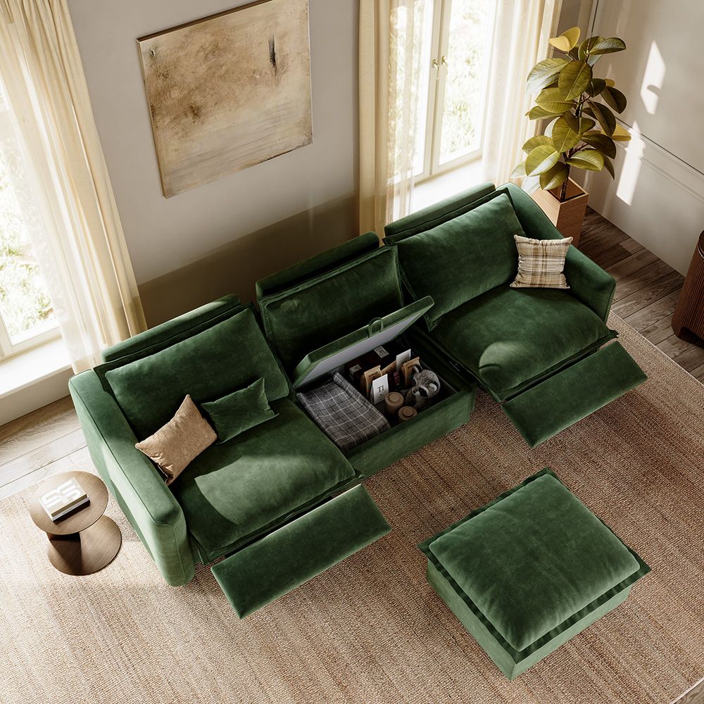 Oversized Green Pet-Friendly Fabric Modular Sofas