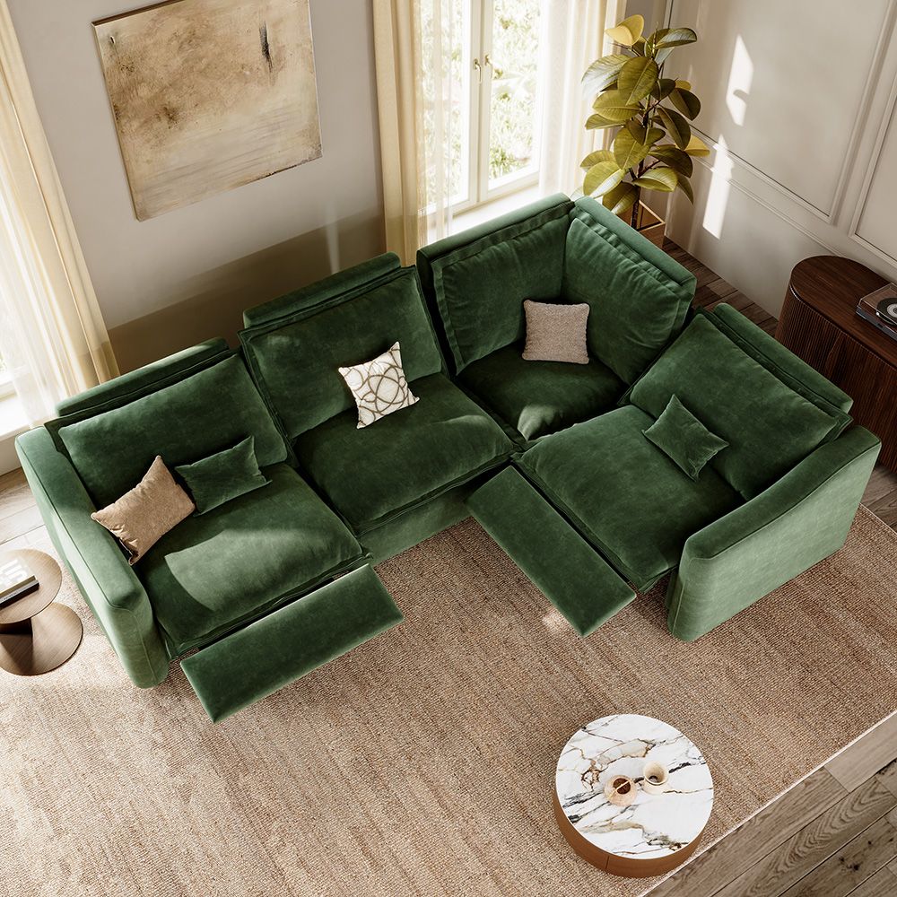 Modern Green Pet-Friendly Fabric Modular Sofas