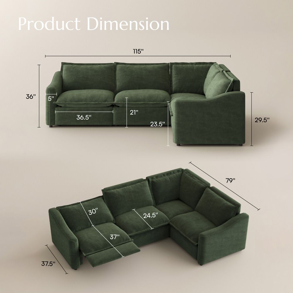 3-4 Seater Green Pet-Friendly Fabric Modular Sofas