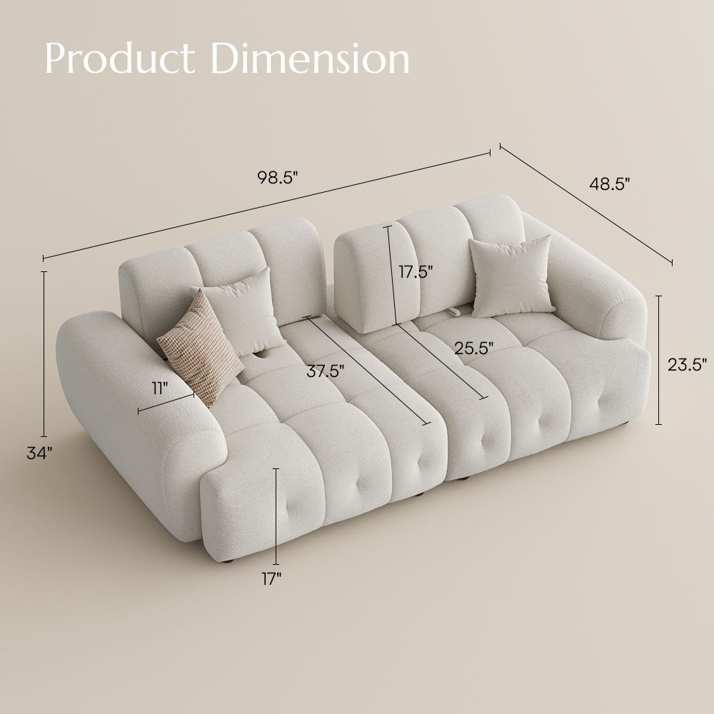 Two-piece Cream Chenille Modular Sofas