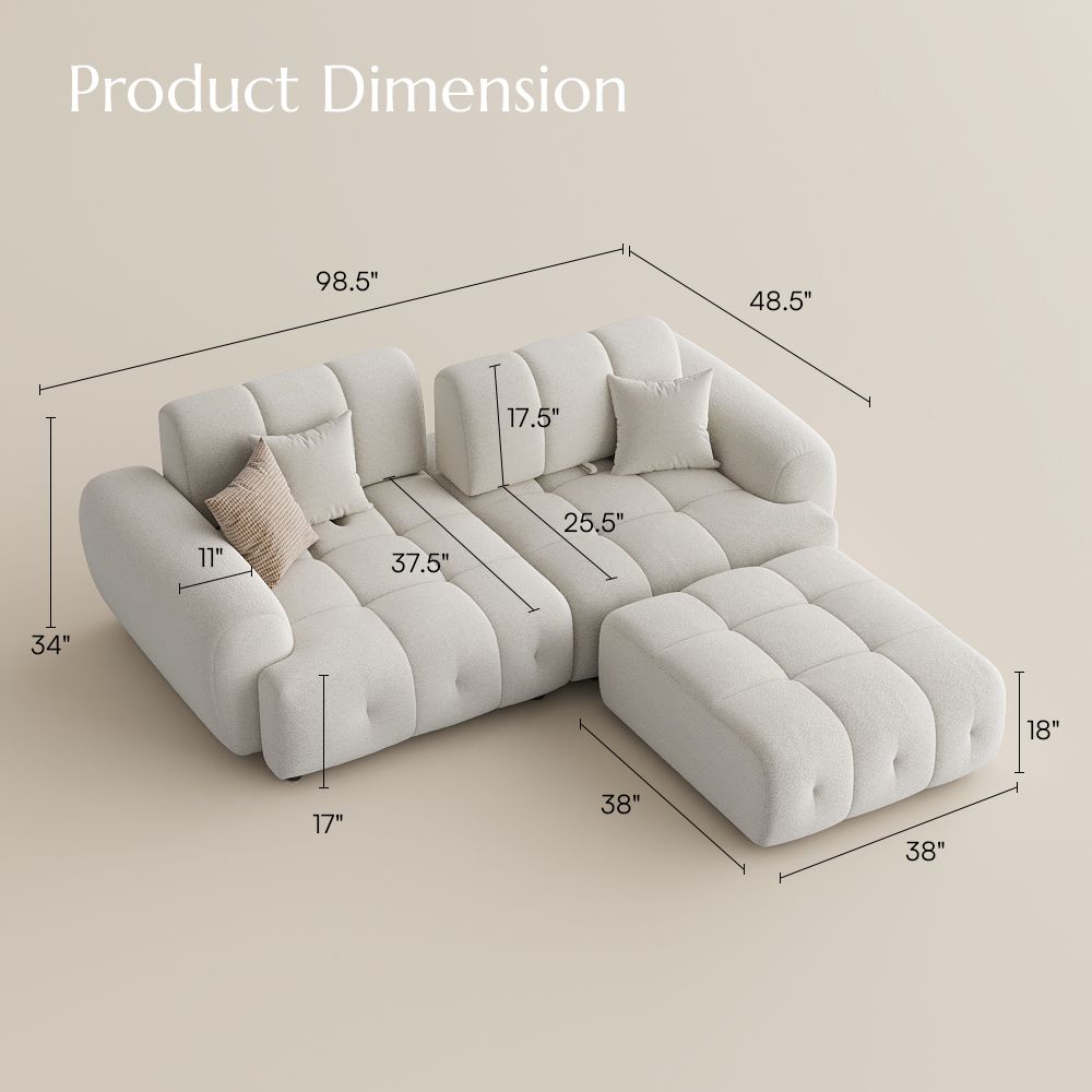 Avelune Cream Chenille Modular Sofas