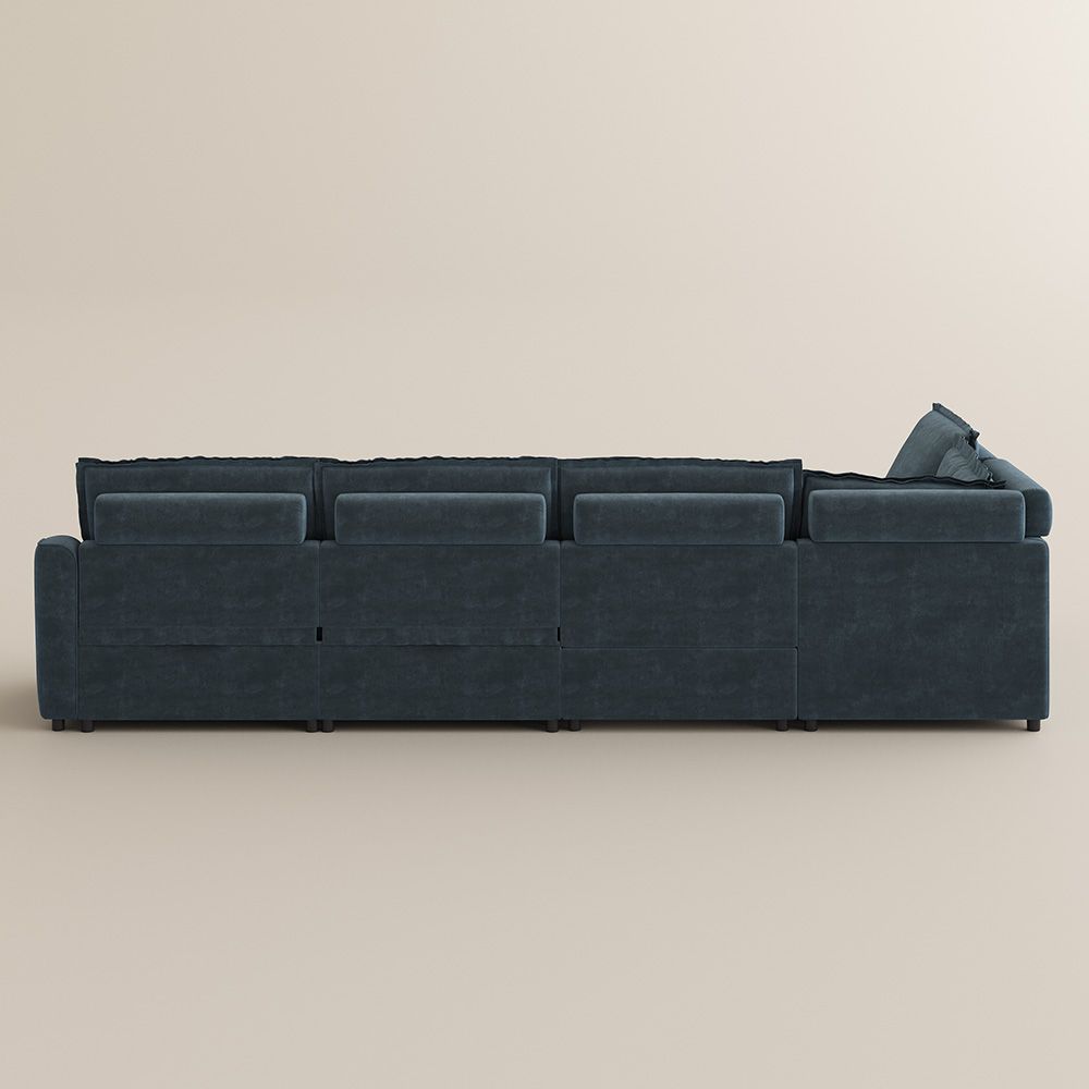 Extendable Navy Blue Pet-Friendly Fabric Modular Sofas