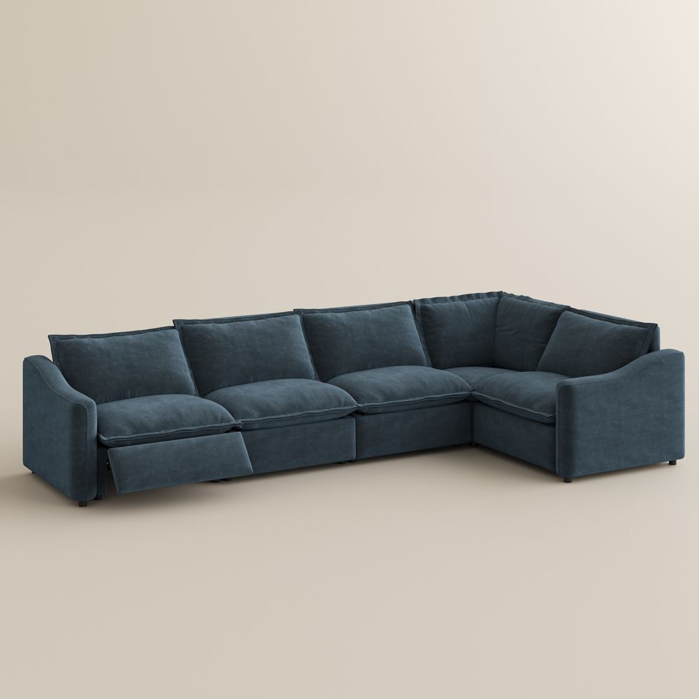 Oversized Navy Blue Pet-Friendly Fabric Modular Sofas