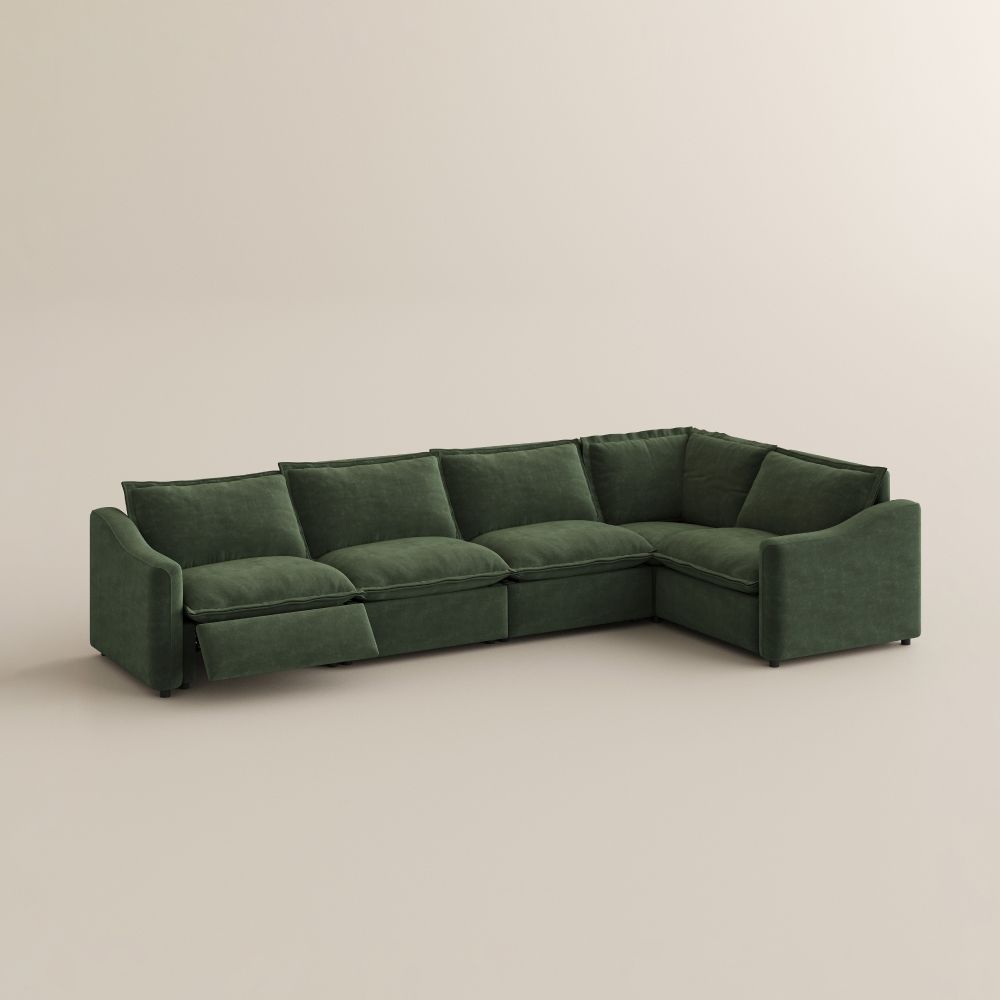 Fabric Green Pet-Friendly Fabric Modular Sofas