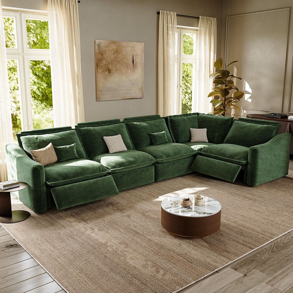 Oversized Green Pet-Friendly Fabric Modular Sofas