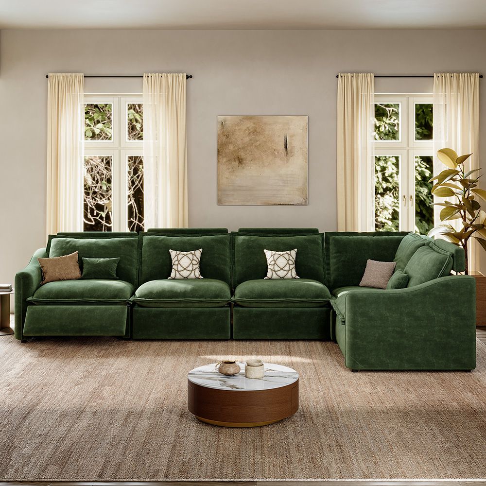 Memory Foam Green Pet-Friendly Fabric Modular Sofas