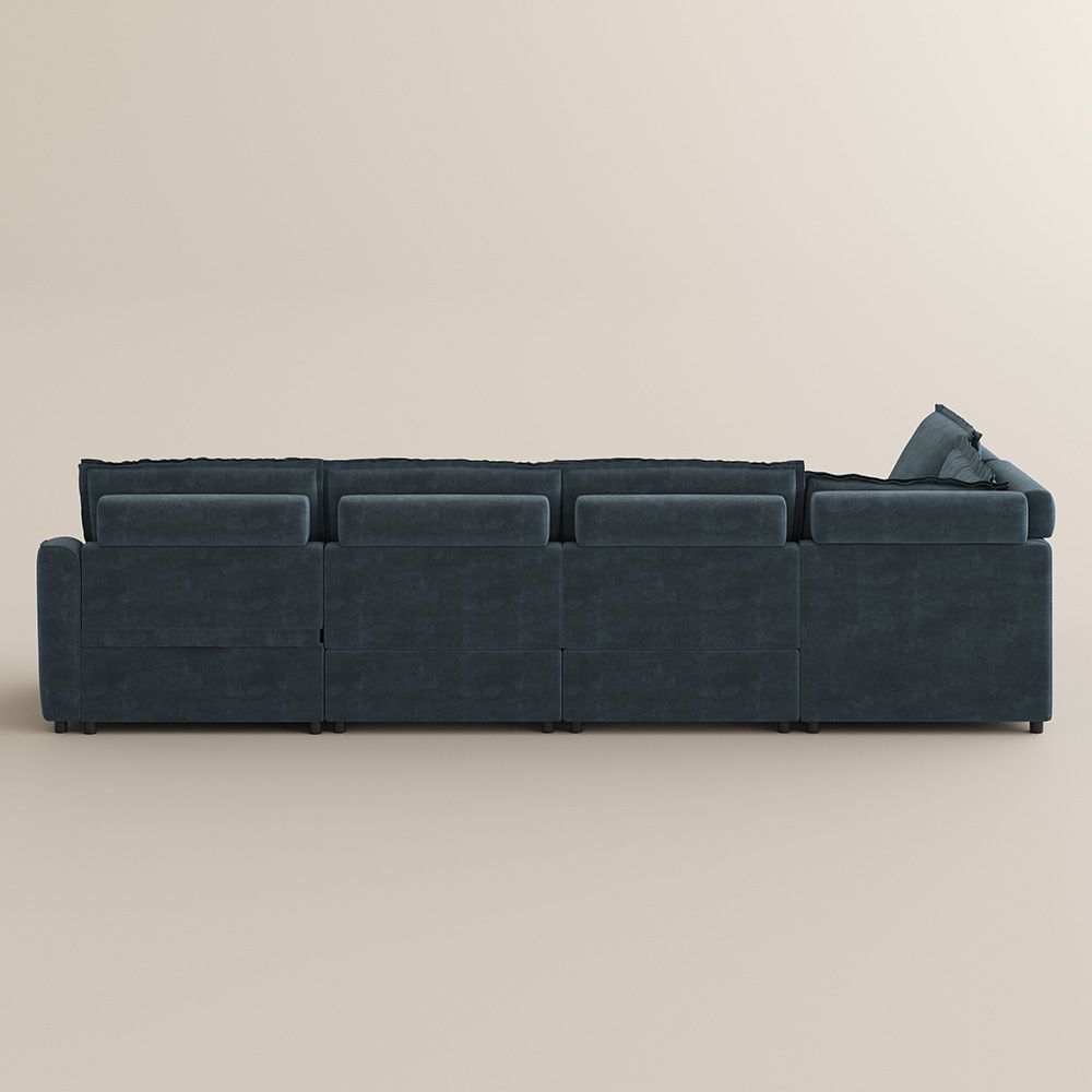 Recliner Navy Blue Pet-Friendly Fabric Modular Sofas
